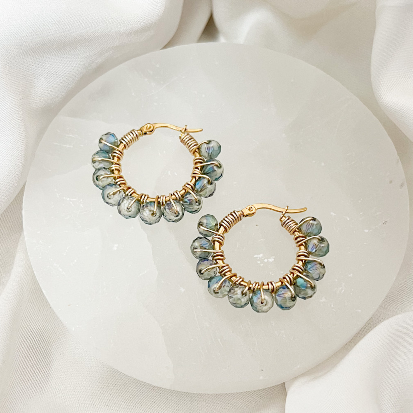 Bluish Beaded Earring