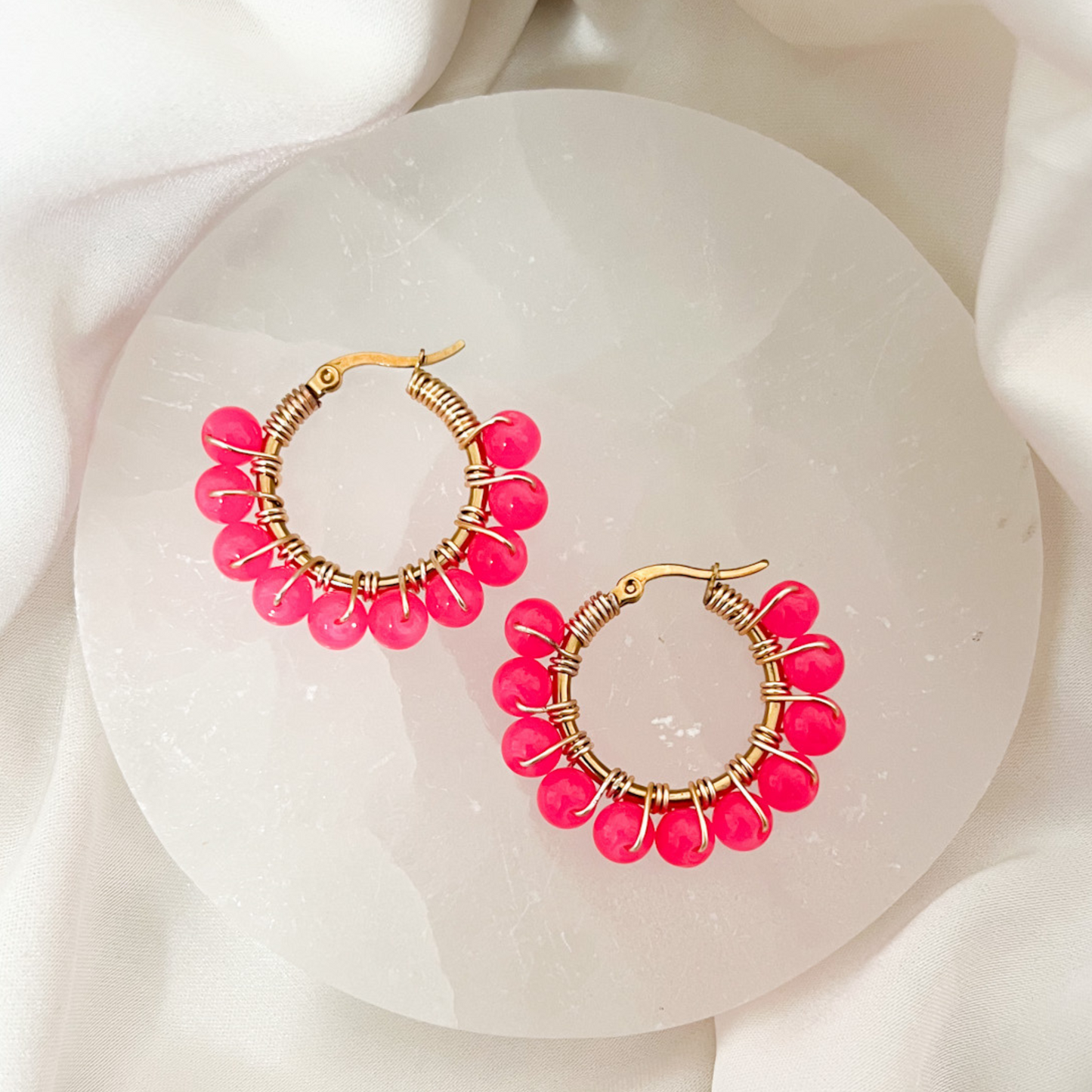 Fuschia Fire Agate Earring