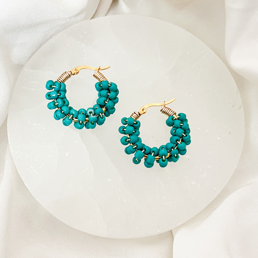 Teal Beaded Earring