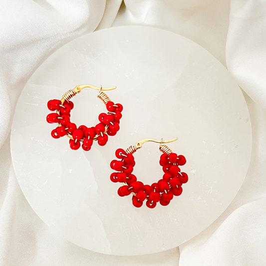 Red Beaded Earring