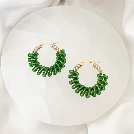 Green Beaded Earring