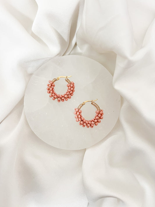 Salmon Beaded Earring